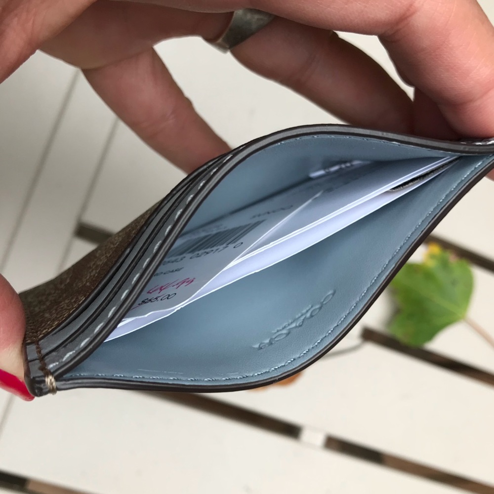 ⛔️SOLD⛔️Authentic COACH leather sv/khaki blue cd - Picture 3 of 5